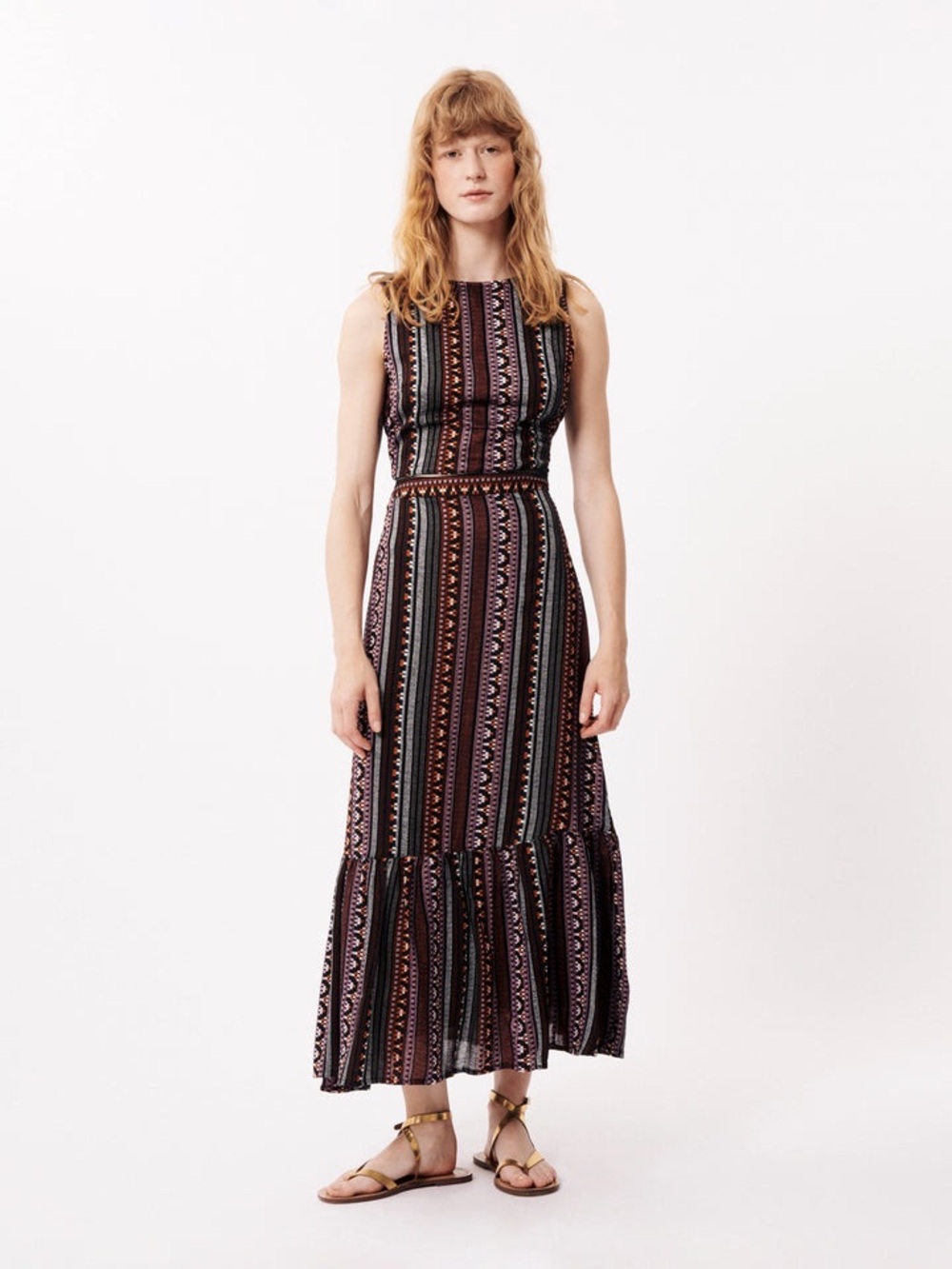 FRNCH Paris NWT Embroidered Lola Top Celia Maxi Skirt Matching Set, Size S/XS